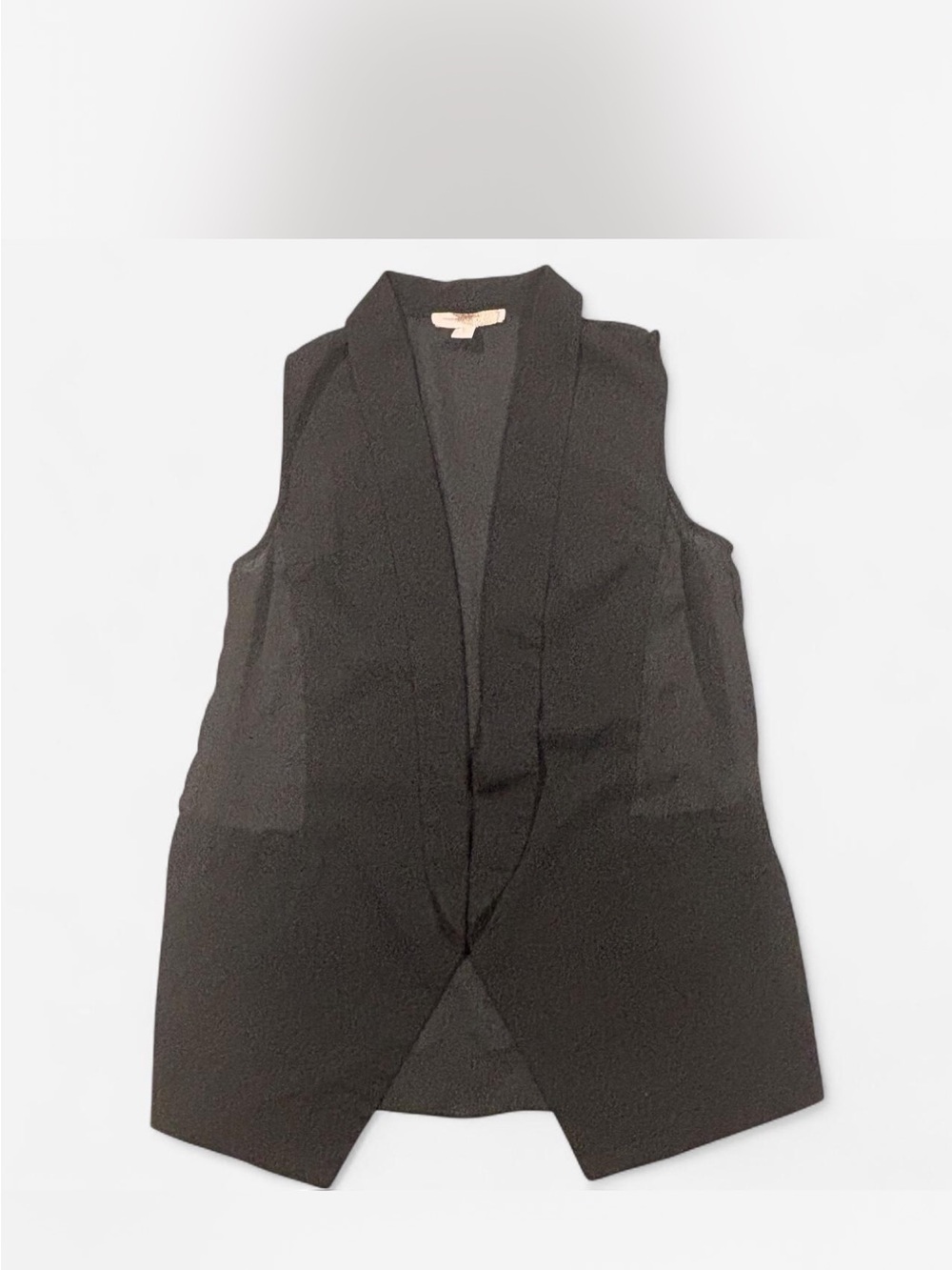 Forever 21 Black Sleeveless Open-Front Tunic Vest with Sheer Sides & Back